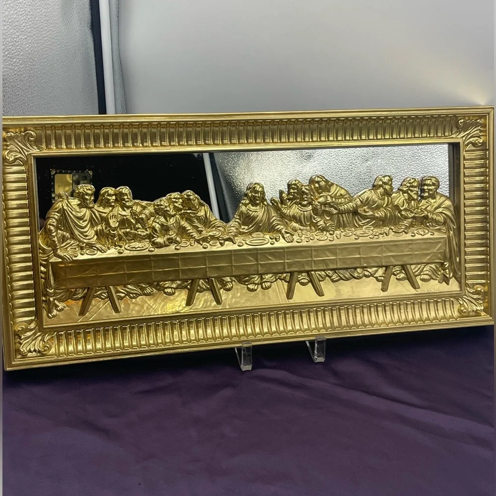 Homco: VTG “The Last Supper” 3D Religious Wall Art Decor w/ Gold Mirrored Frame